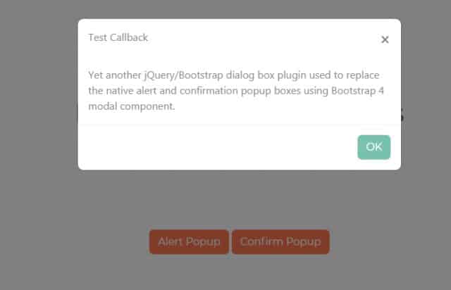 Bootstrap 4 Custom Alert & Confirm Popup with jQuery