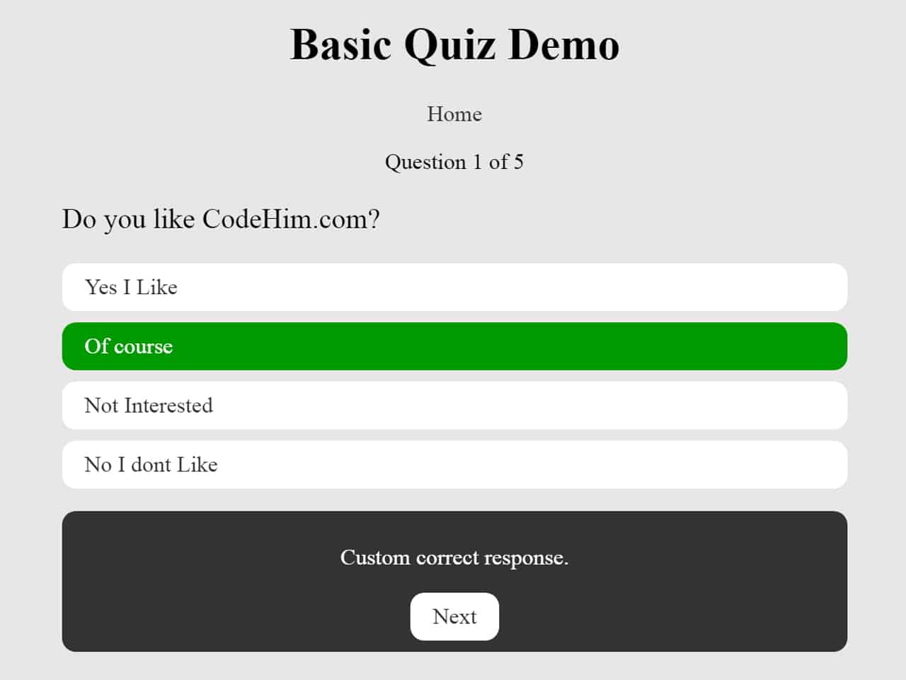 jQuery Question Answer Quiz Plugin