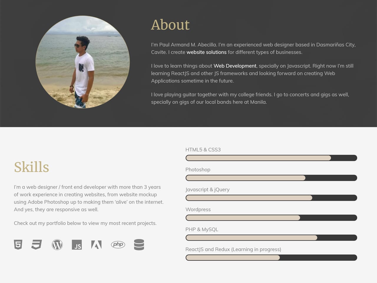 Developer Portfolio Template with jQuery