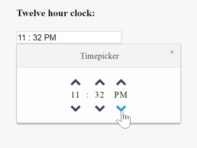 jQuery Timepicker 12 Hour Format with AM PM