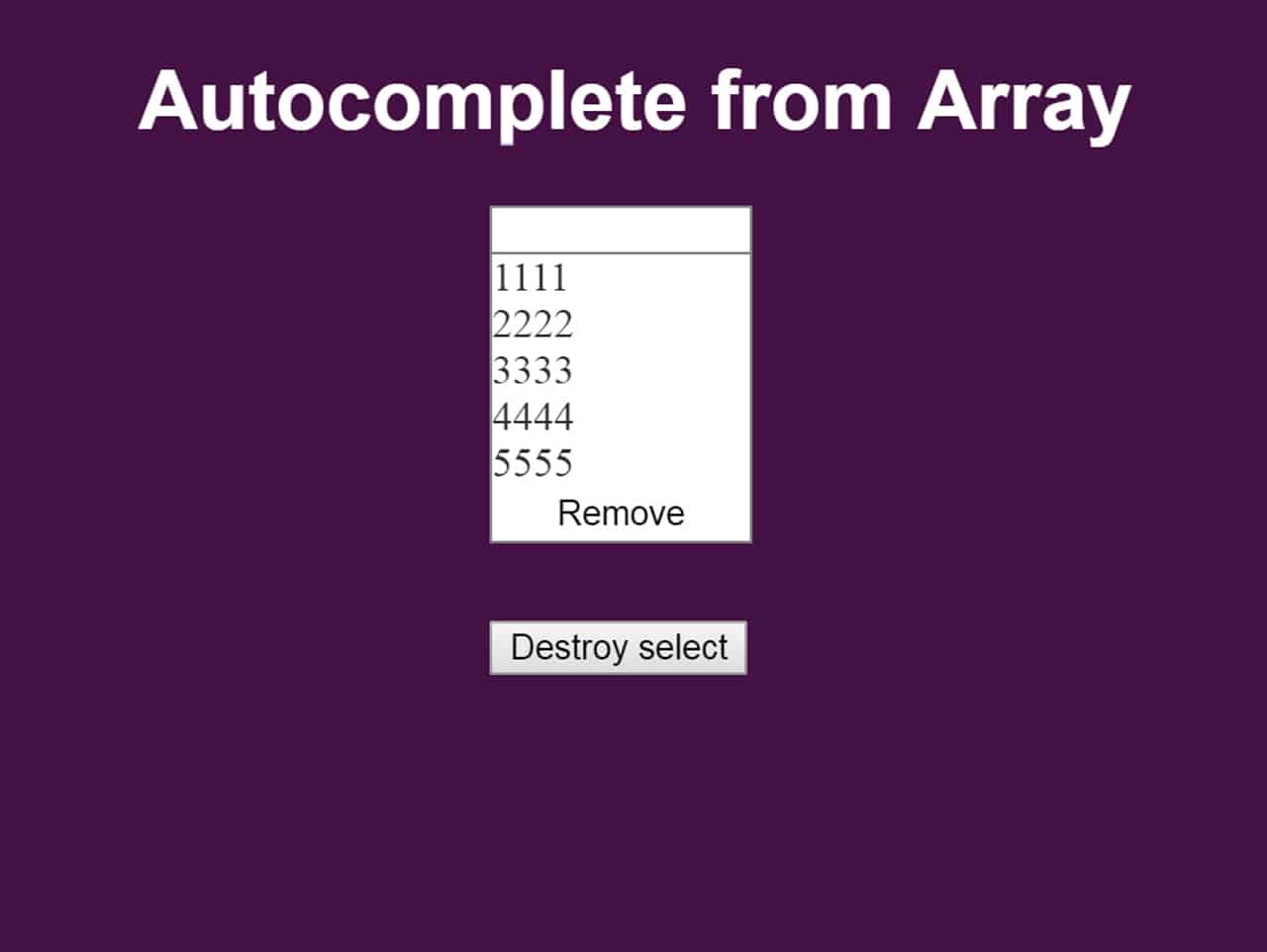 JavaScript / jQuery Autocomplete Textbox From Array