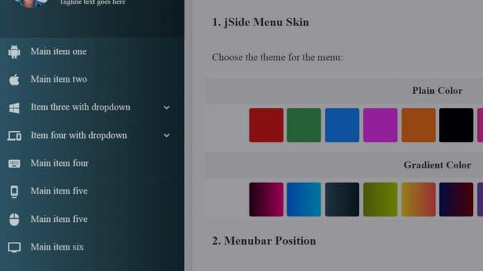 jSide Menu jQuery Side Navigation Menu with Dropdowns