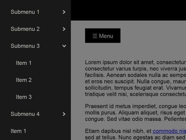 Off Canvas Menu with Submenu - jQuery Pushy