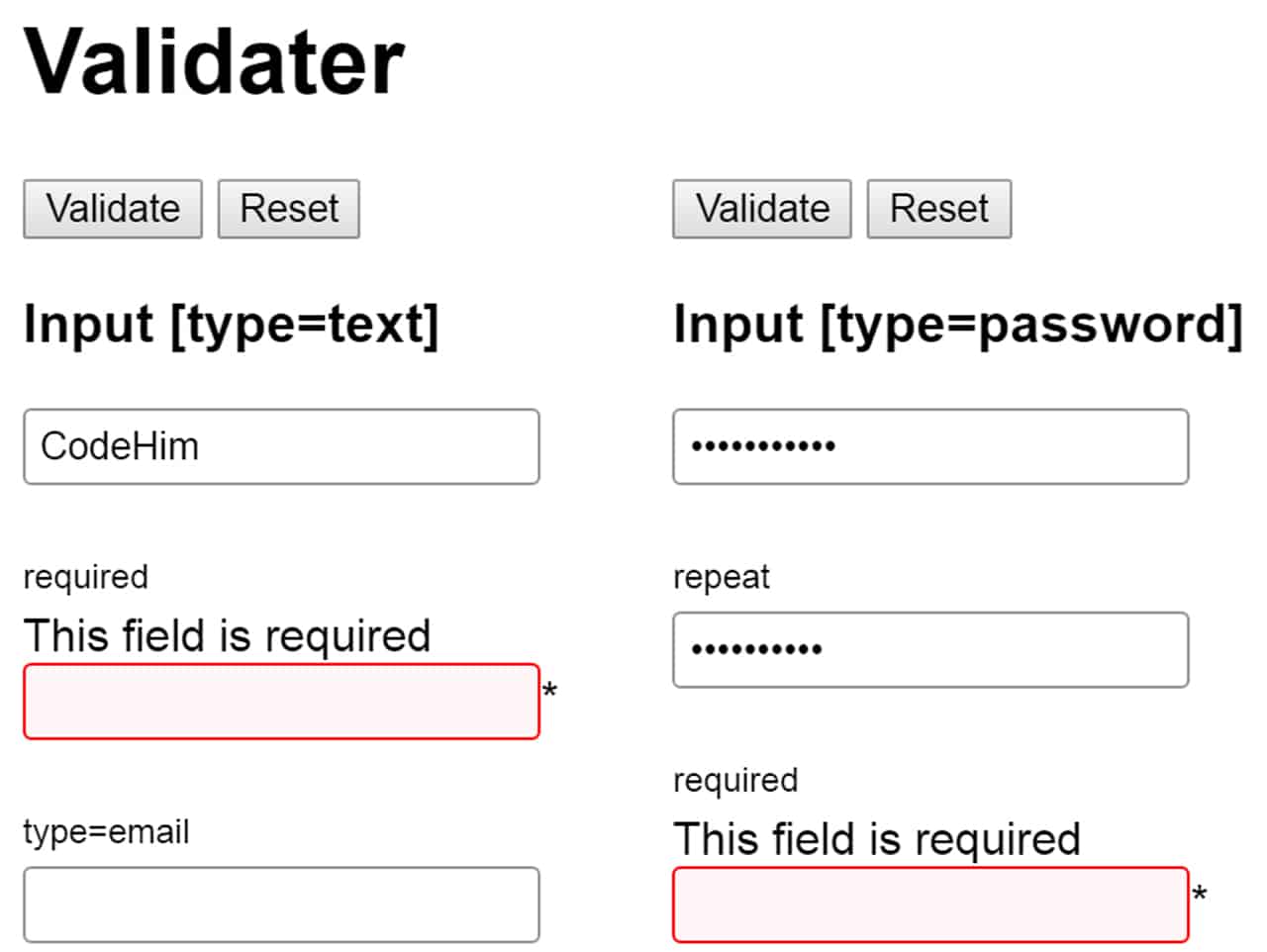 jQuery Form Validation on Submit - Validator — CodeHim