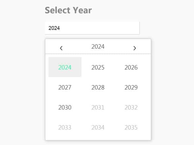 jQuery Datepicker Year Only - YearPicker.js