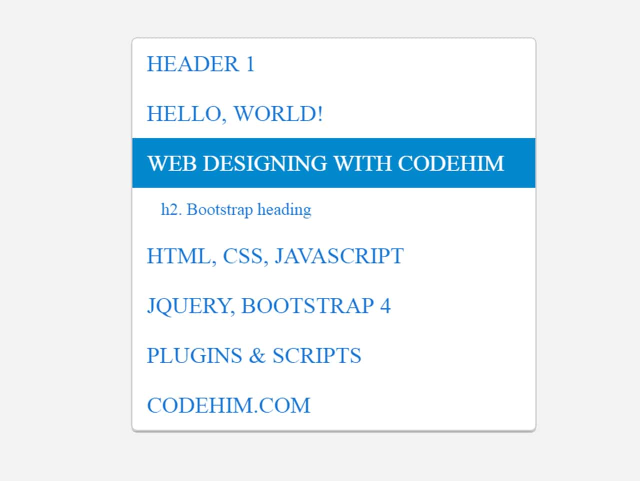 Bootstrap 4 Dynamic Table of Contents with jQuery
