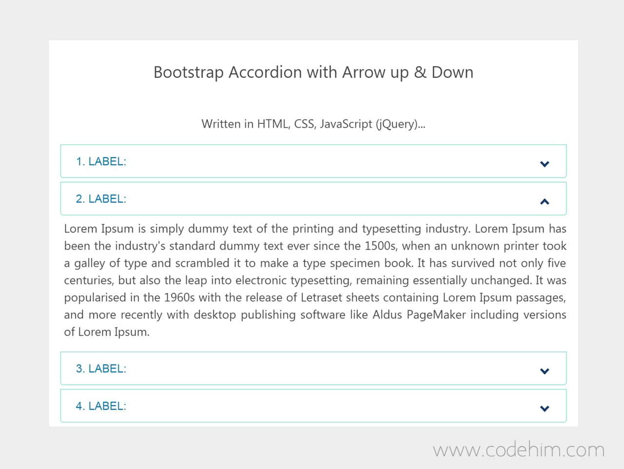 Bootstrap 4 Accordion with Arrow up and Down — CodeHim