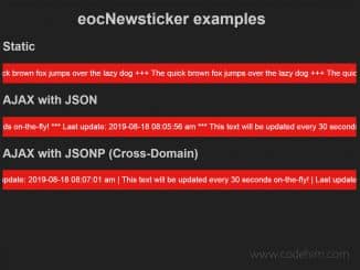 jQuery News Ticker Horizontal Bar with AJAX Support