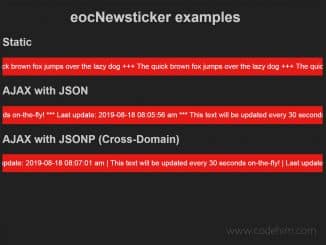 jQuery News Ticker Horizontal Bar with AJAX Support