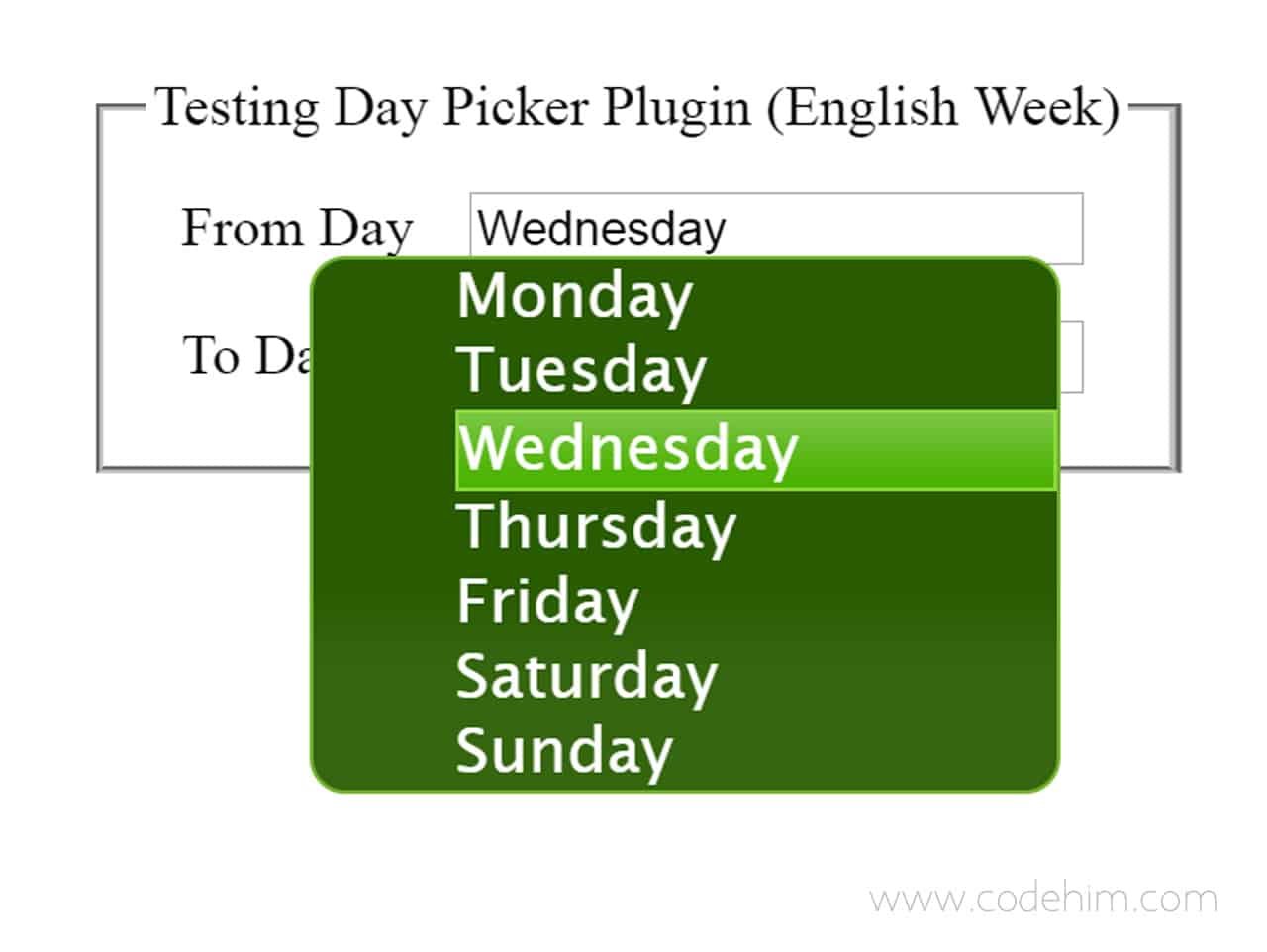 jQuery Week Day Picker - English and Arabic Day Picker