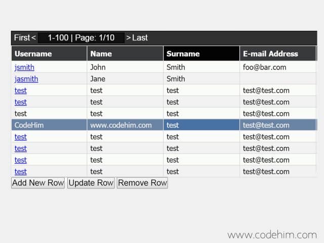 Dynamically Add Remove Rows in HTML Table using jQuery