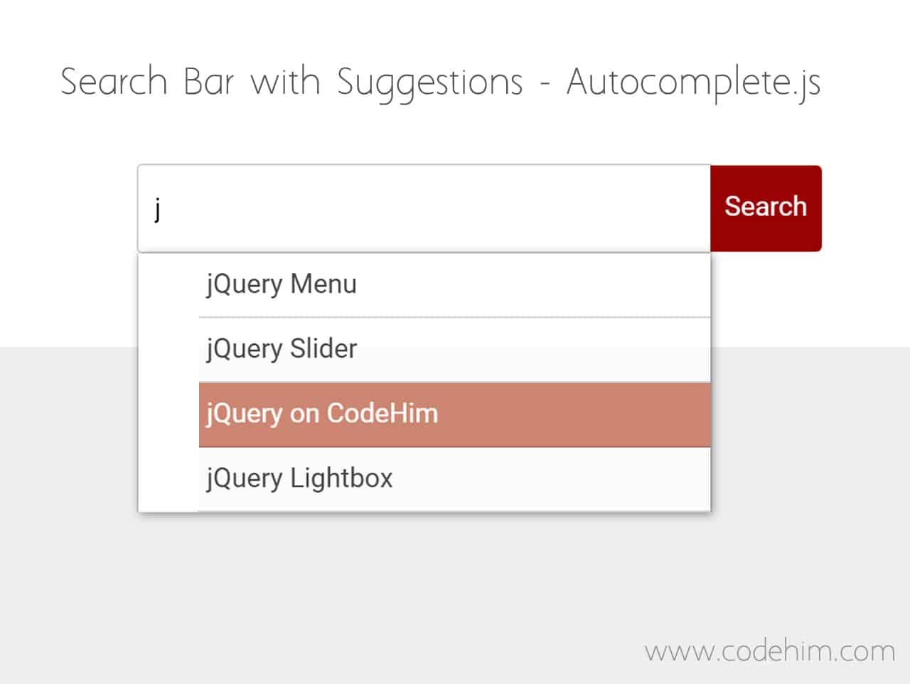 Search Bar with Suggestions using jQuery