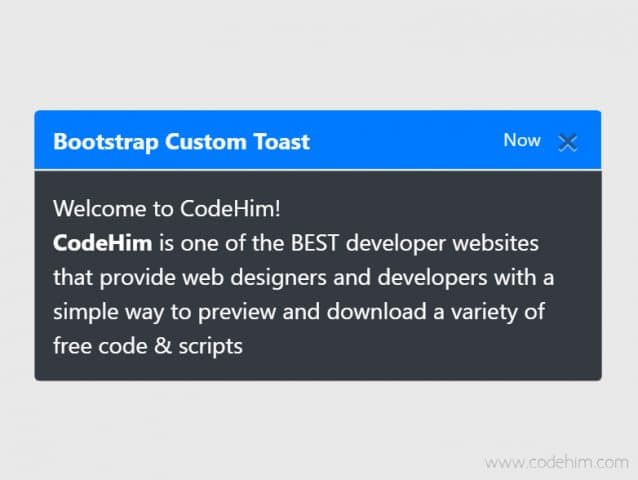 Bootstrap 4 Custom Toast Notification - toastboots.js