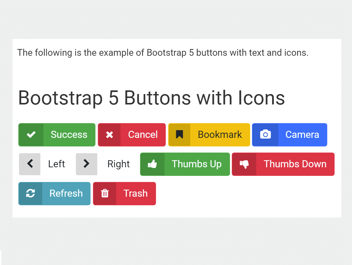 Bootstrap 5 Buttons with Icon and Text Tutorial & Demo — CodeHim