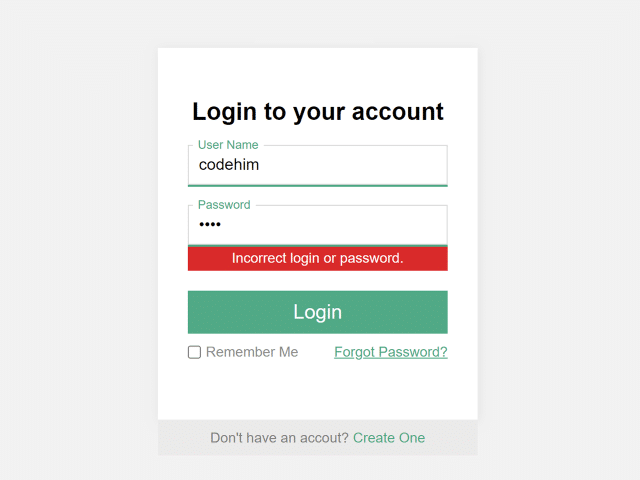 HTML Login Page with JavaScript Validation