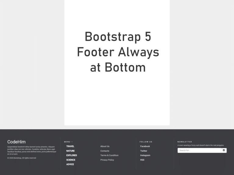 footer not at bottom of page bootstrap