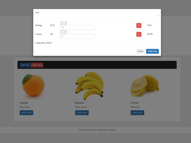 Shopping Cart Project in Javascript