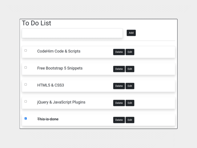 Simple To Do List Using Bootstrap 5