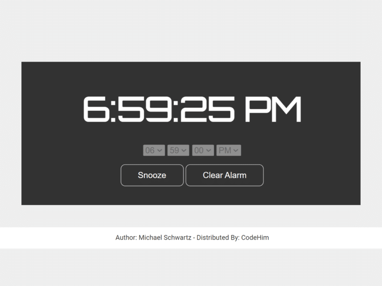 JavaScript Alarm Clock With Sound CodeHim