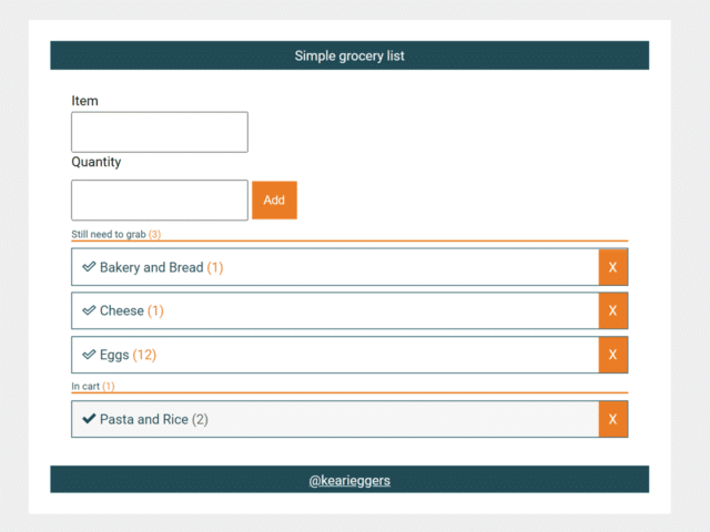 Simple Grocery List App in JavaScript