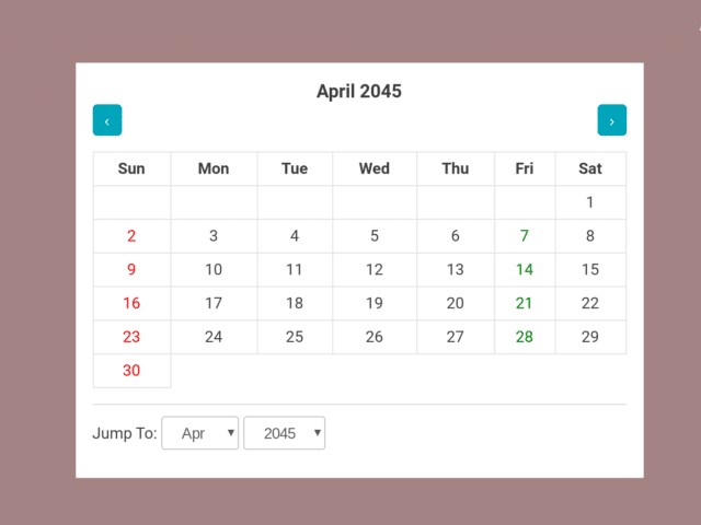 Dynamic Calendar in JavaScript with Example