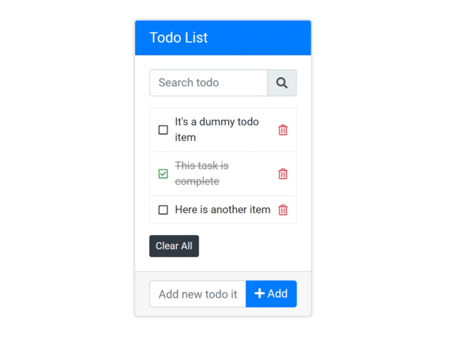 Todo List in JavaScript with Search Box