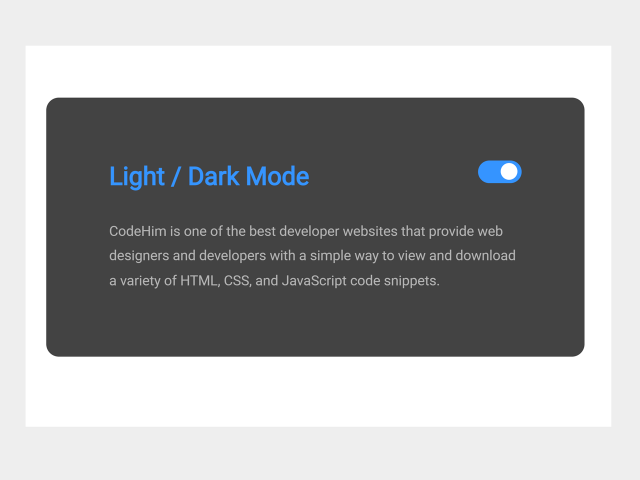 Light Dark Theme Toggle with CSS and JavaScript