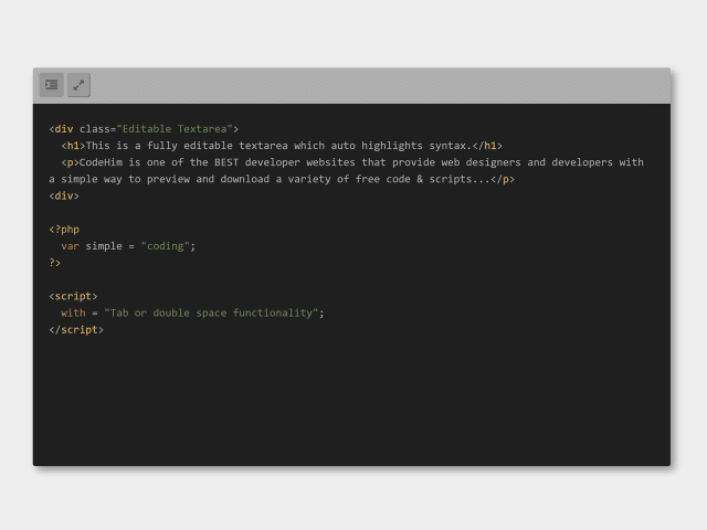 Textarea with Syntax highlighting