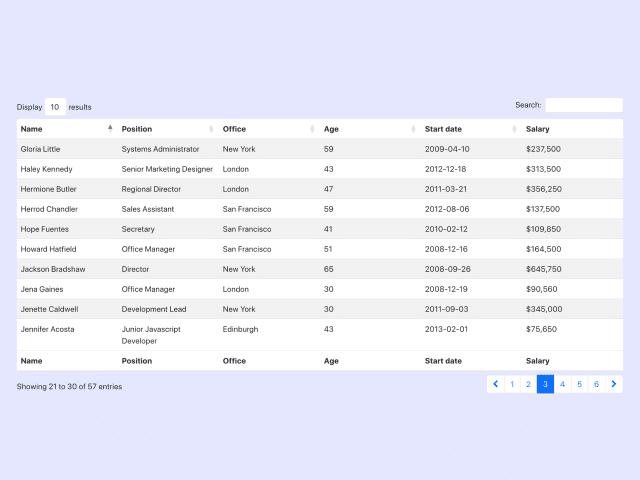 Bootstrap 5 Table with Pagination and Search and Sorting