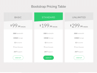 Bootstrap Pricing Table Template