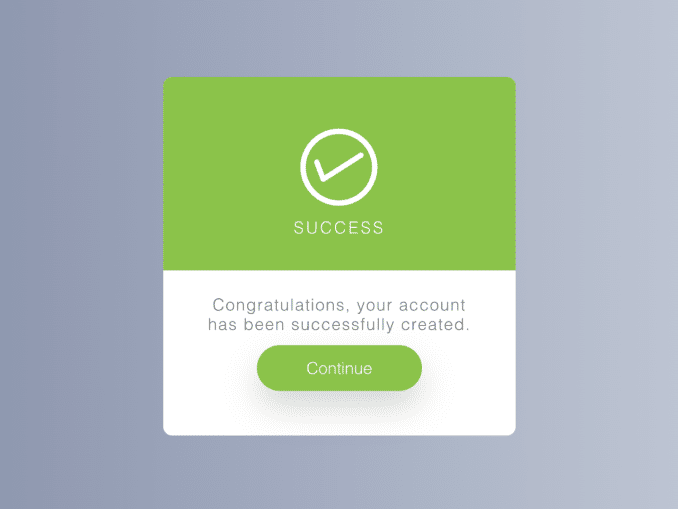 Registration Successful Message Example in HTML — CodeHim