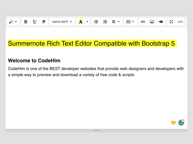 Summernote Rich Text Editor Compatible with Bootstrap 5