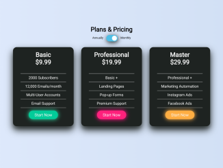 Pricing Table with CSS Switch Toggle