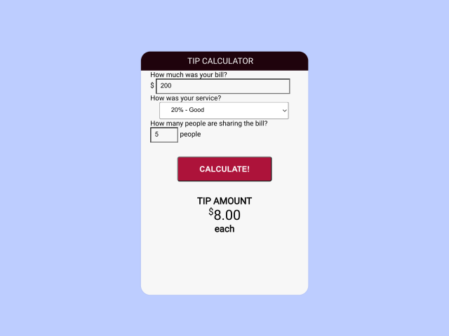 Tip Calculator JavaScript Code