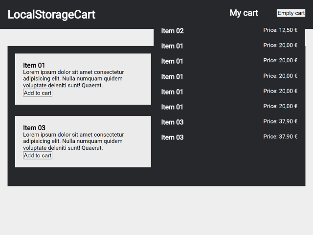 JavaScript Add to Cart with Local Storage