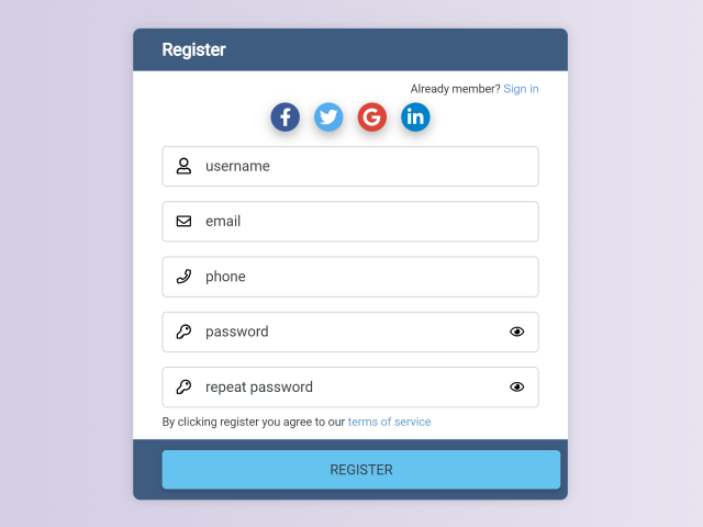 Login Register Forgot Password Form Template