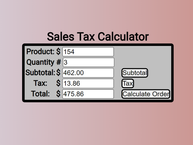Sales Tax Calculator JavaScript