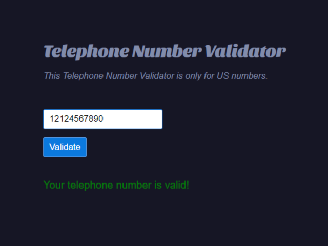 US Phone Number Validation in JavaScript