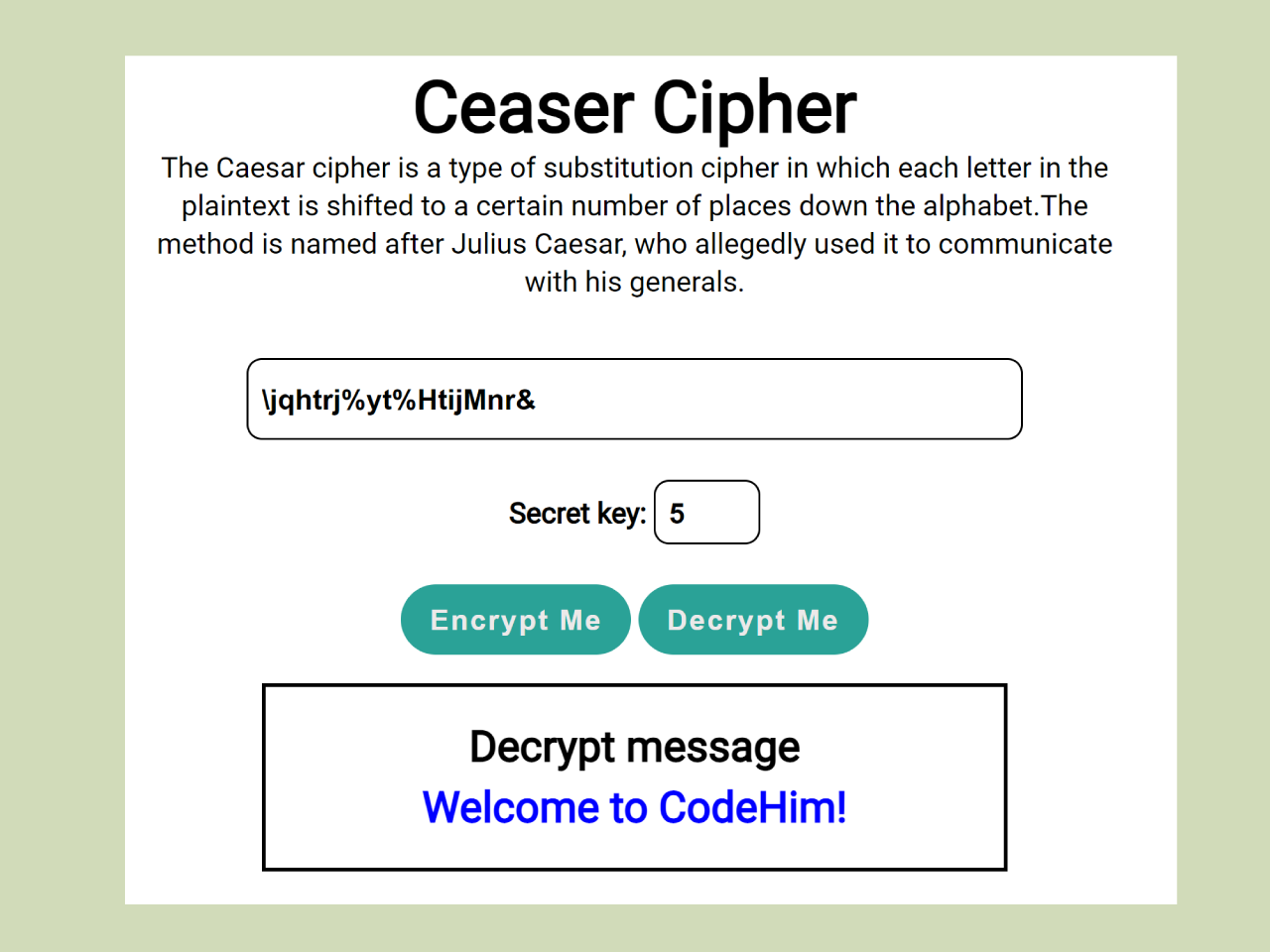 javascript encrypt php decrypt with shared secret key
