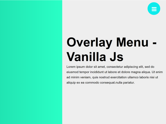 Overlay Hamburger Menu Code with Example