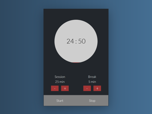 Pomodoro Clock Widget in HTML