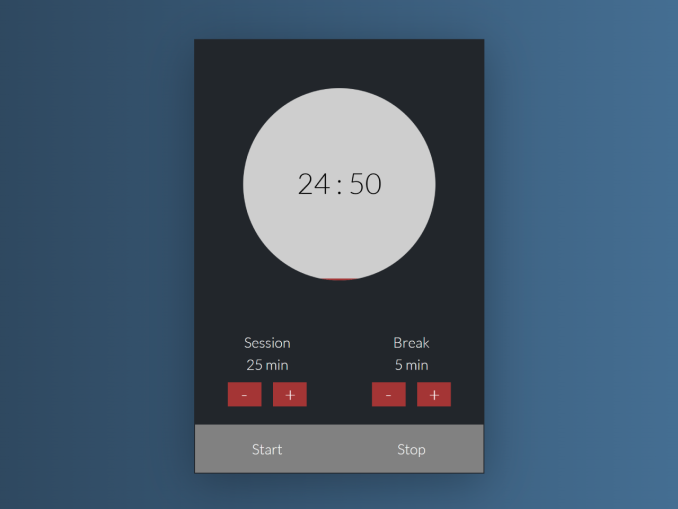 Pomodoro Clock Widget in HTML — CodeHim