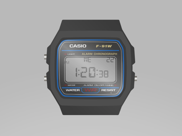 Realistic Casio F-91w Watch in JavaScript