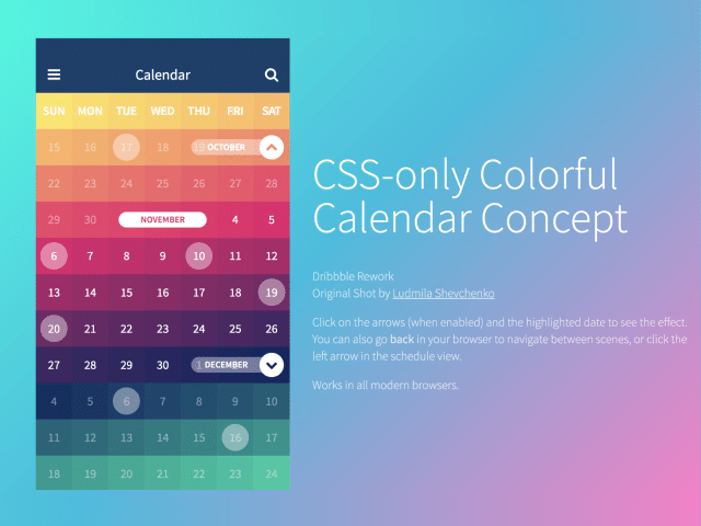 Calendar UI Using HTML and CSS