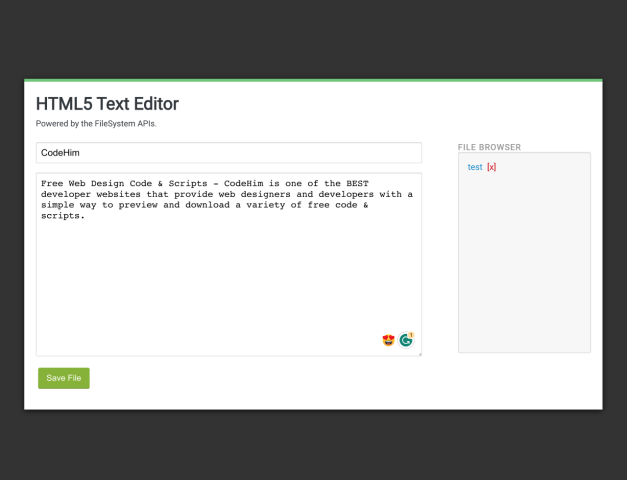 HTML5 Text Editor With File Reader API