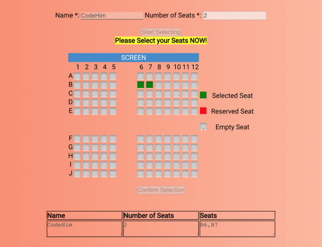 Movie Ticket Booking Using JavaScript