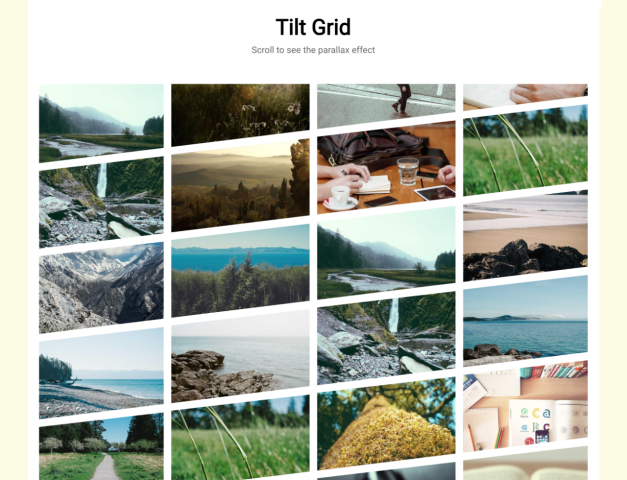 Tilt Grid Image Gallery With Parallax