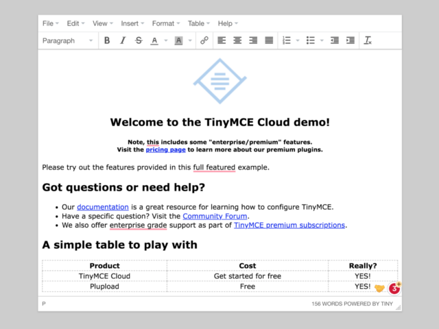 Full-featured Text Editor Using TinyMCE Editor