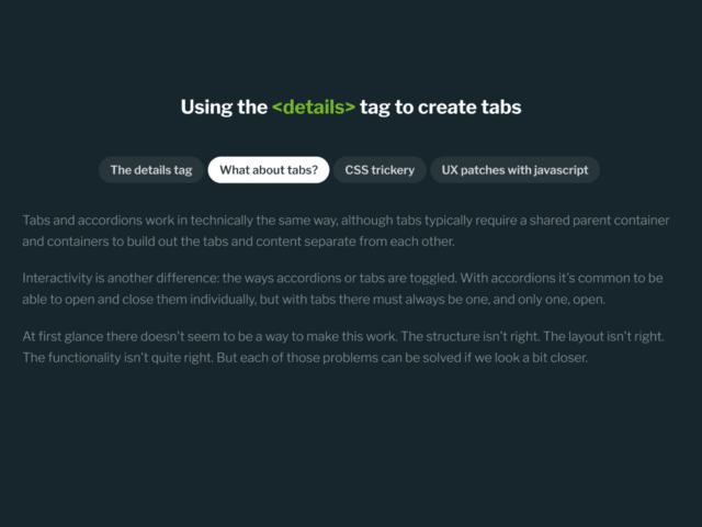 CSS Tabs Based on The Details Tag