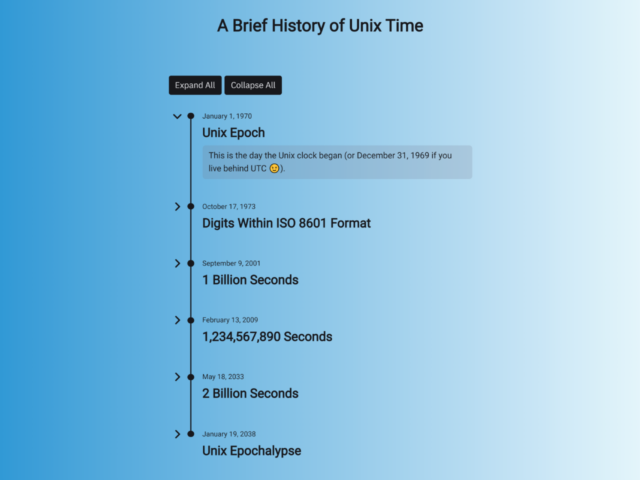 Collapsible Timeline Using CSS3 and Vanilla JS